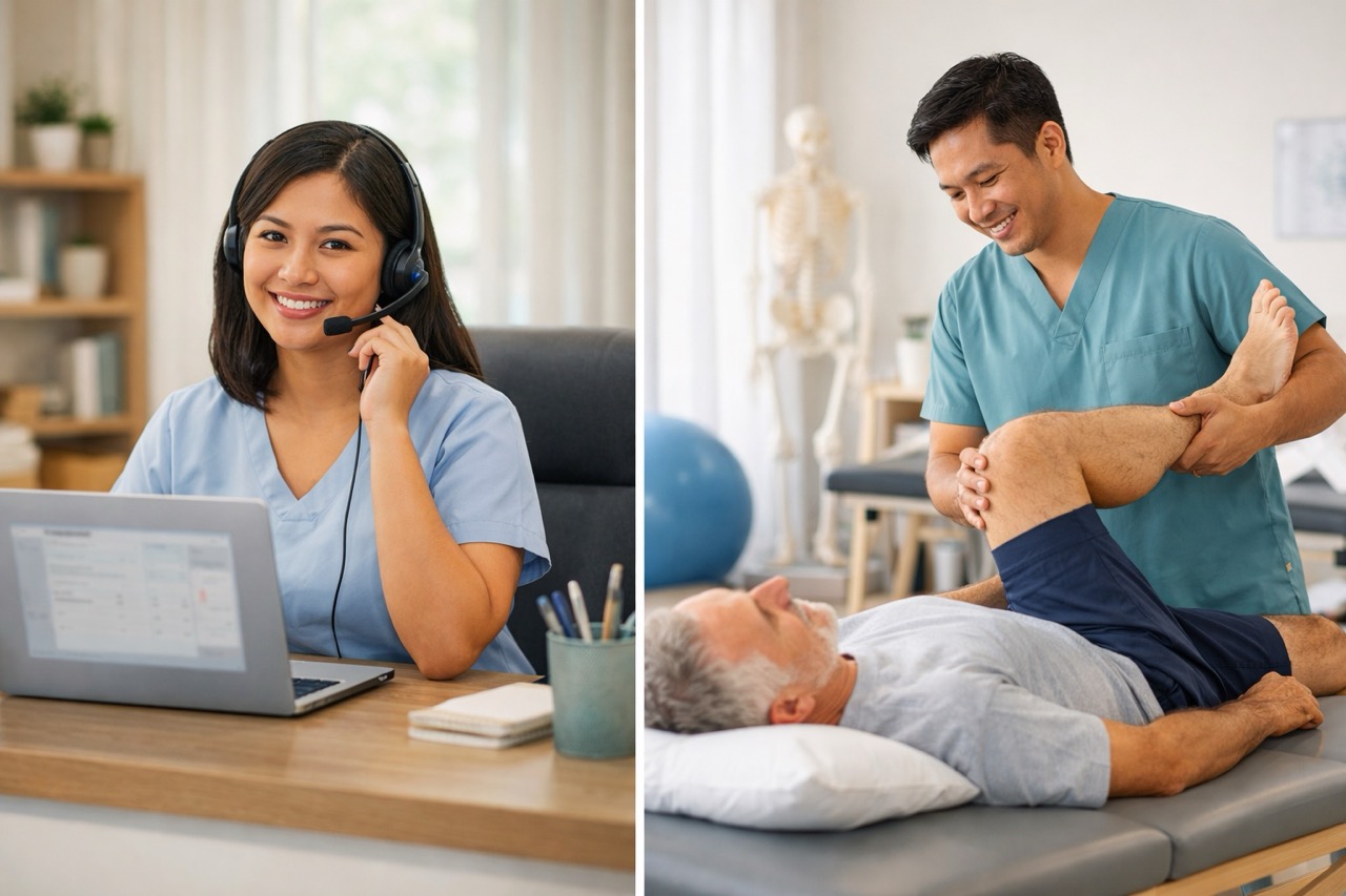 PT virtual assistant onboarding — remote VA managing physical therapy clinic phones and scheduling