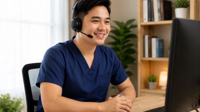 PT virtual assistant answering cash-pay clinic inquiries on a dashboard