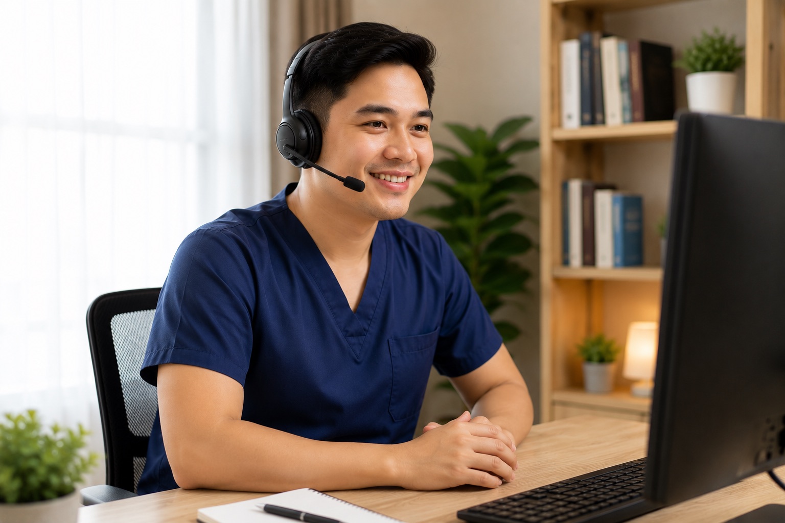PT virtual assistant answering cash-pay clinic inquiries on a dashboard